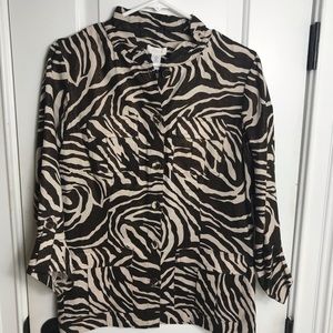 NWT Chico’s Animal Print Brown Jacket